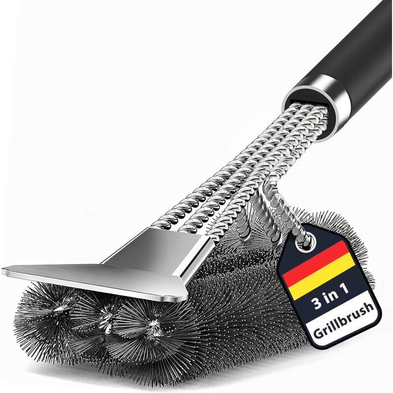 foto del prodotto xvx grillb rste, 3 in 1 grillb rste mit reinigungsb rste und schaber mit langem griff, grillzubeh r aus edelstahl