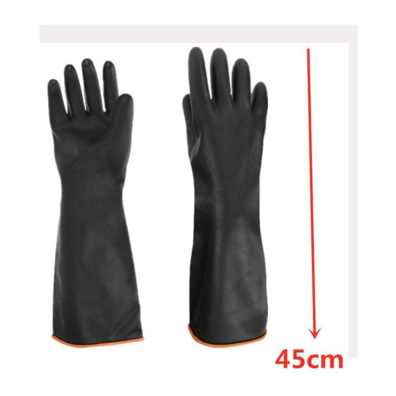foto del prodotto xvx guanti neri resistenti, l 45 cm, 1 paio di guanti in lattice resistenti alle sostanze chimiche, guanti lunghi in gomma protettiva per la
