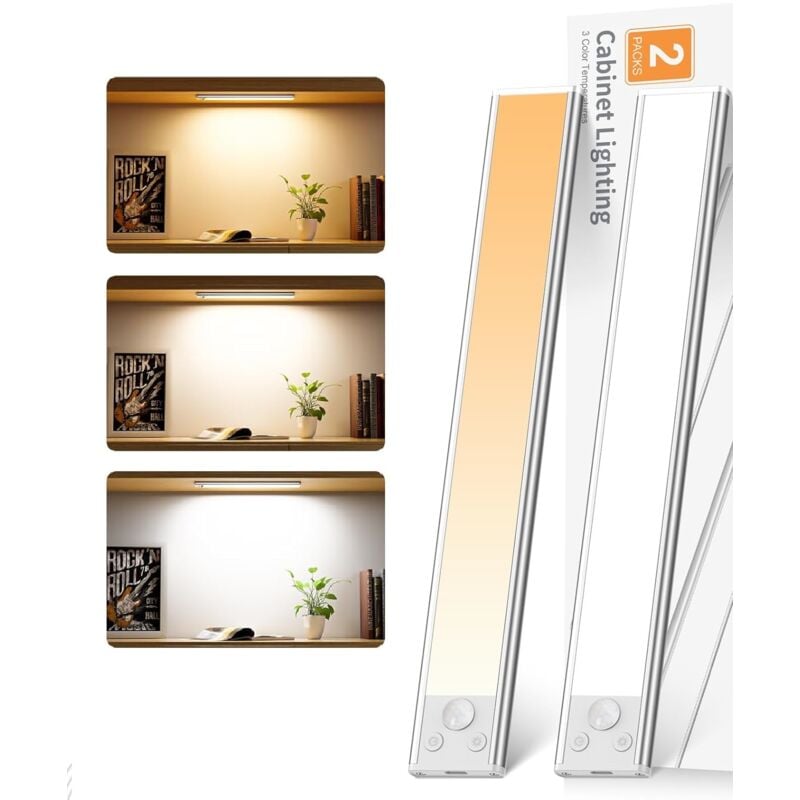 foto del prodotto xvx illuminazione da cucina sottopensile, lampada da armadio da 30 cm, striscia led ricaricabile tramite usb con sensore di movimento, 3 modalit 