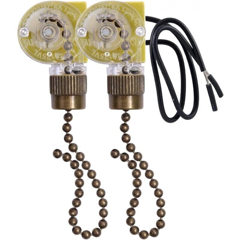 foto del prodotto xvx interruttore per ventilatore da soffitto ear ze 109, confezione da 2, con cavo e cordino di trazione