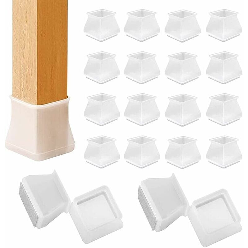 foto del prodotto xvx kit da 16 pezzi cappucci per sedia in silicone cappucci di protezione per gambe della sedia quadrati cuscinetti membrana in silicone 495770,