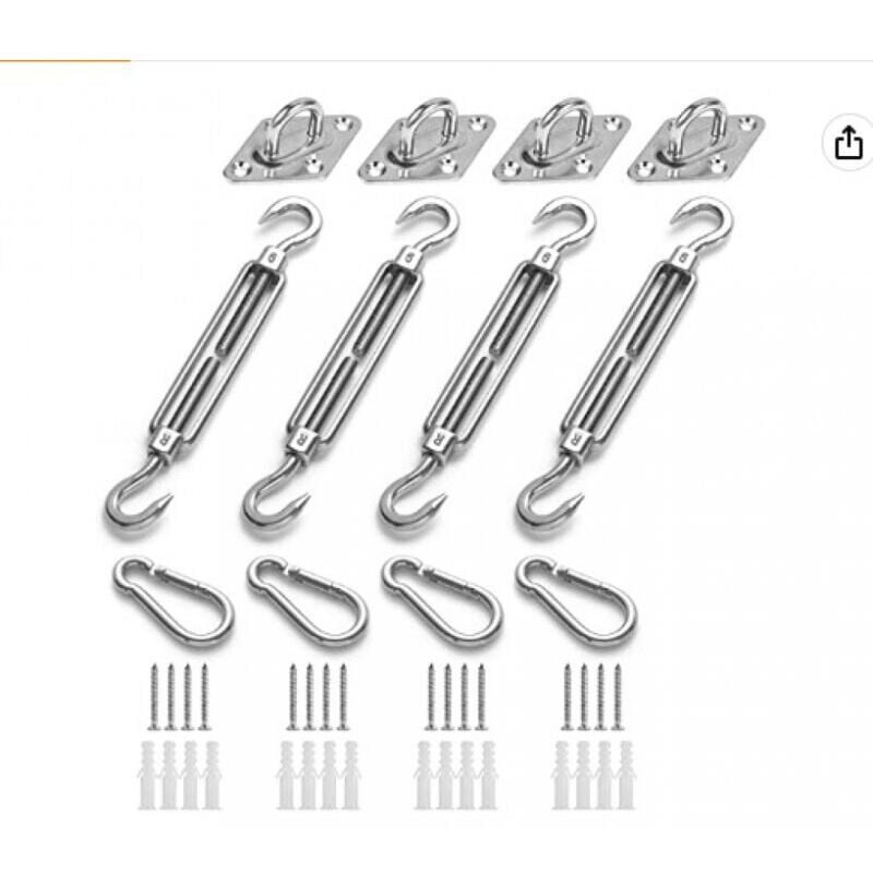 foto del prodotto xvx kit di fissaggio per tenda da sole, kit di fissaggio per tenda da sole in acciaio inox, triangolo e quadrato, rettangolo, accessori di