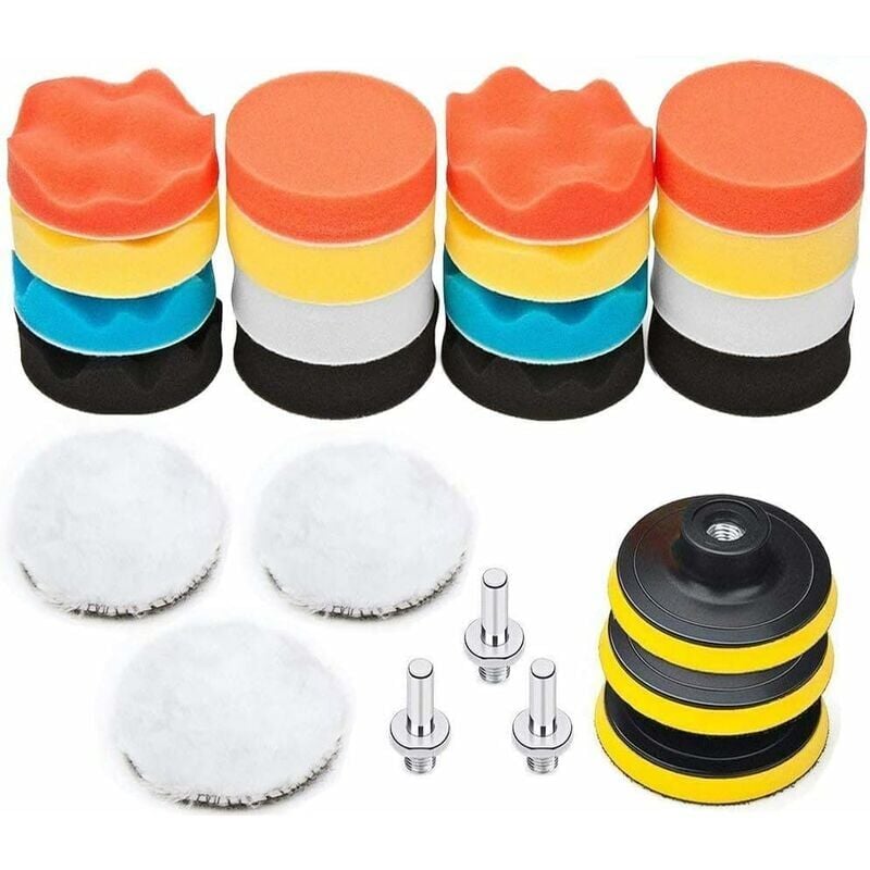 foto del prodotto xvx kit per lucidatura auto da 25 pezzi, disco per lucidatura in spugna da 75 mm, testina per lucidatura per trapano, spazzola per lucidatura per