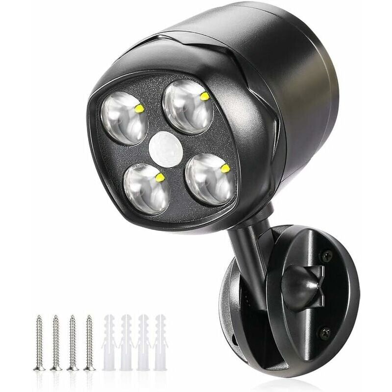 foto del prodotto xvx lampada da esterno con sensore di movimento, faretto led impermeabile ip65 alimentato a batteria da 600 lm, sensore di movimento con batteria