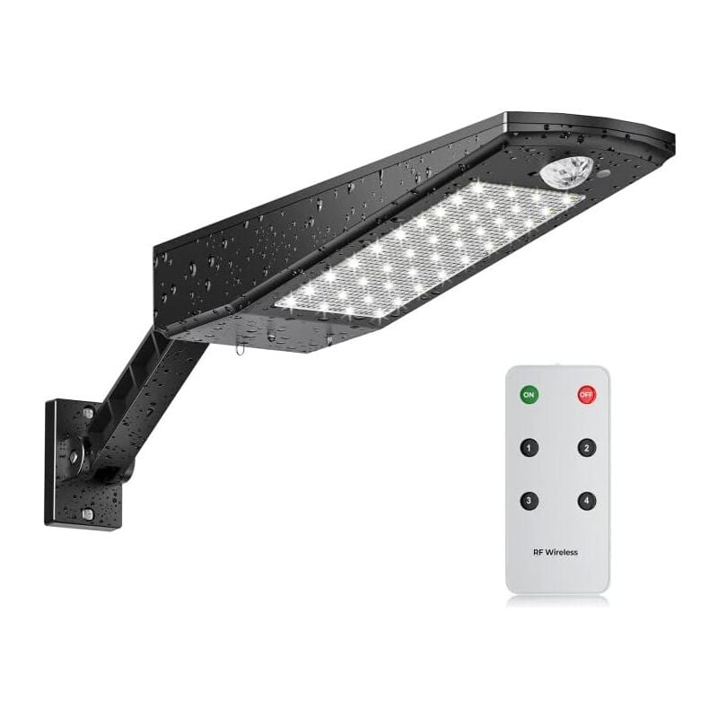 foto del prodotto xvx lampada solare da esterno 48 led 3000lm, faretto solare da esterno impermeabile ip65, con supporto regolabile e telecomando, rilevatore di