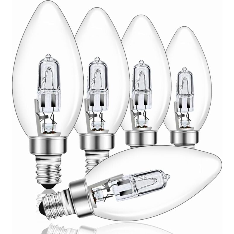 foto del prodotto xvx lampadina alogena dimmerabile e14 42w, lampadina alogena c35 trasparente, bianco caldo 2700k, lampadina a vite, adatta per lampada a