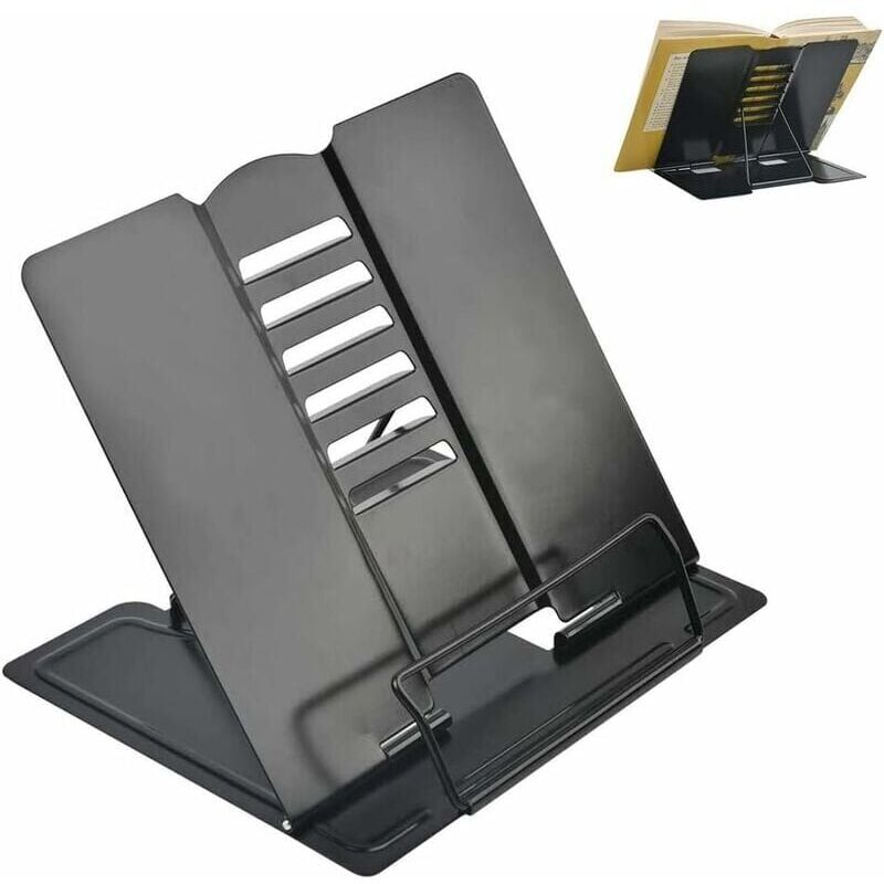 foto del prodotto xvx libreria pieghevole in metallo nero, leggio per bambini con miopia, porta libri e cellulare regolabile, leggio, cavalletto.