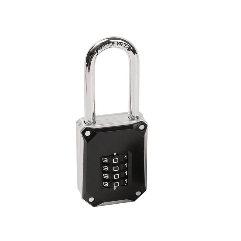 foto del prodotto xvx lucchetto a combinazione resistente nero, lucchetto a u lungo 57 mm, lucchetto a 4 cifre con grandi numeri bianchi e copertura anti reset,