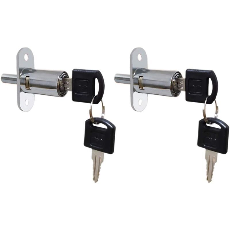 foto del prodotto xvx lucchetto a pressione, testa cilindrica da 19 mm x 23 mm, lega di zinco cromata, chiavi uguali, confezione da 2, una chiave apre una serratura.
