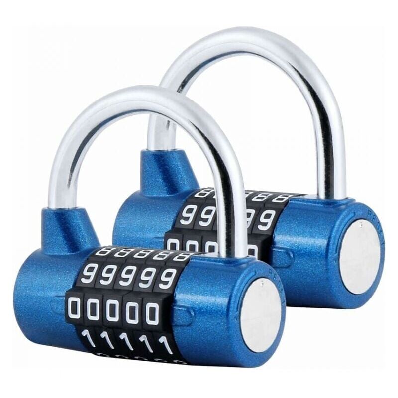 foto del prodotto xvx lucchetto con combinazione a 5 cifre, confezione da 2, lucchetto per palestra con combinazione reimpostabile per armadietti, cassette degli