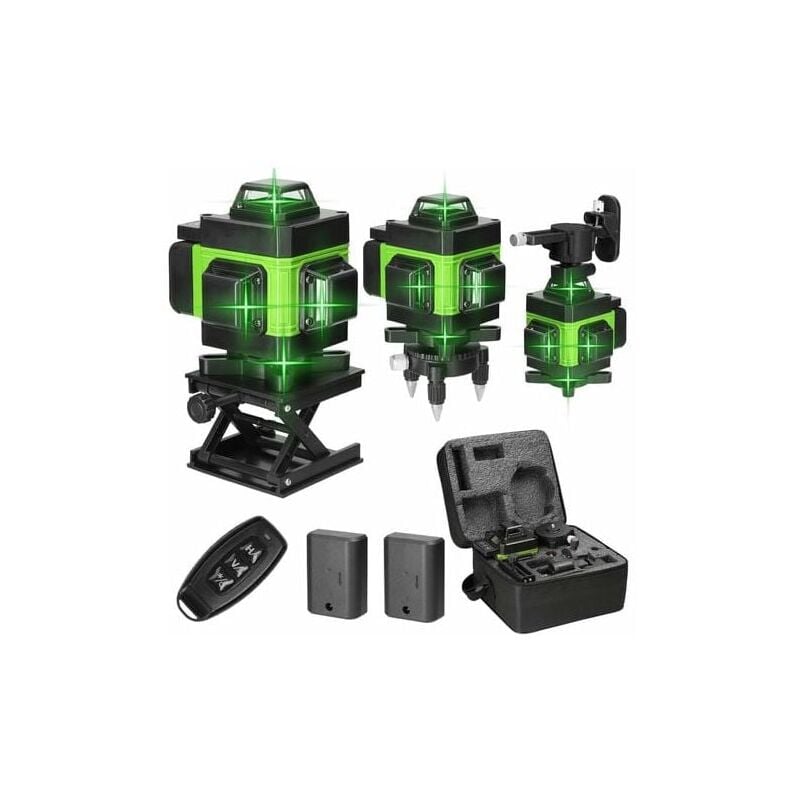 foto del prodotto xvx macchina autolivellante 4d 16 linee livello laser 3 batteria al litio ricaricabile usb con linee di inclinazione orizzontali verticali verde
