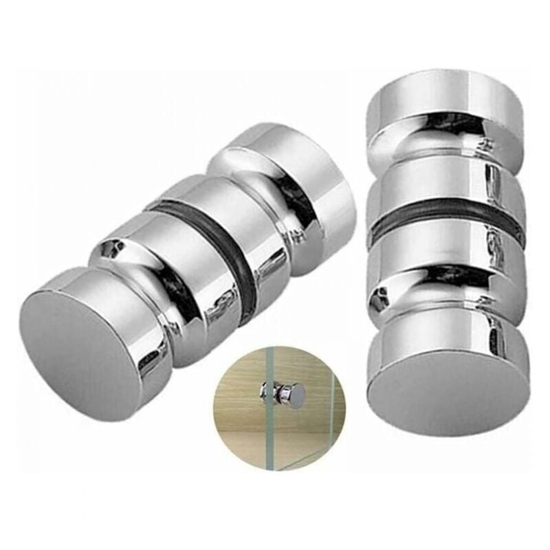 foto del prodotto xvx maniglie per porta doccia, confezione da 2, maniglia per porta bagno, maniglia di ricambio cromata lucida da 30 mm, maniglia rotonda in acciaio