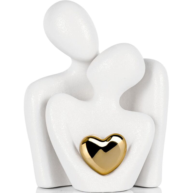 foto del prodotto xvx mini sculpture de couple, d coration de meuble tv, statue d amour pour d coration d int rieur, figurine de couple avec c ur dor , articles de
