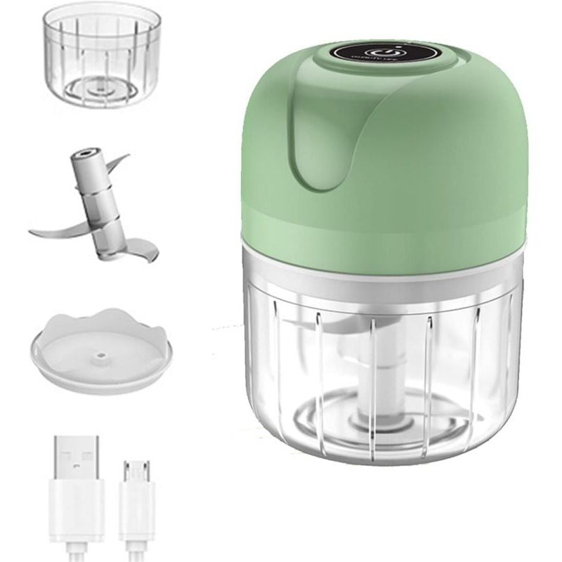 foto del prodotto xvx mini tritatutto elettrico per aglio, frullatore da 250 ml, mini tagliaaglio per aglio, verdure, frutta, cipolle, carne, insalate, pappe e