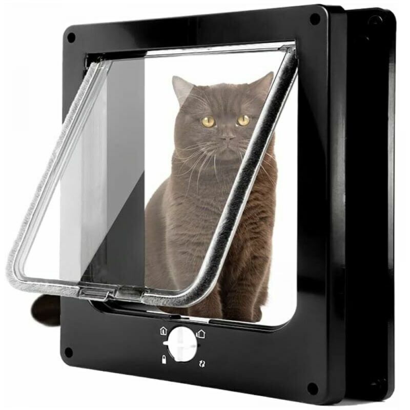 foto del prodotto xvx nero l gattaiola magnetica con serratura a 4 vie per gatti, gattini e gattini