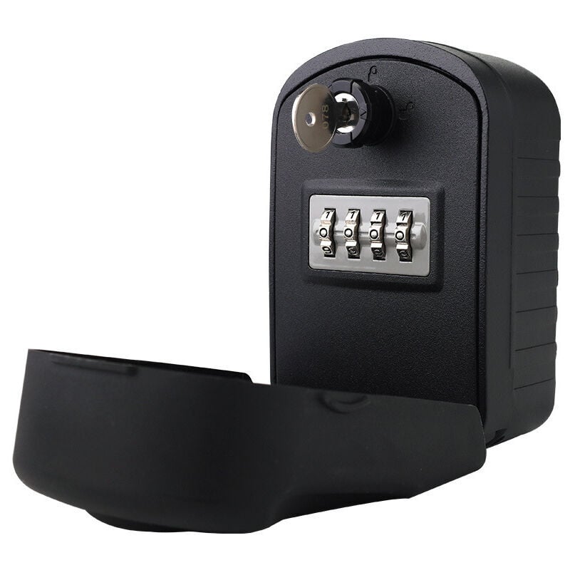 foto del prodotto xvx nuova generazione grande cassaforte nera con password e chiave di emergenza, montaggio a parete, ideale per fabbriche, auto e garage.