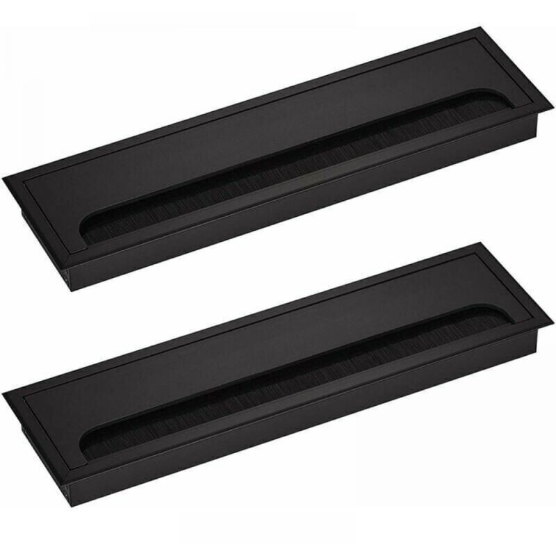 foto del prodotto xvx organizzatore di cavi rettangolare 80 x 280 mm per scrivanie integrate, confezione da 2, nero