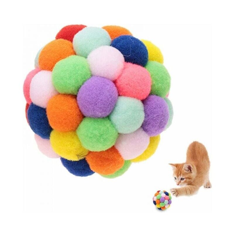 foto del prodotto xvx palline colorate per gatti, palline di peluche rimbalzanti fatte a mano con erba gatta e giocattoli interattivi per addestrare e masticare i