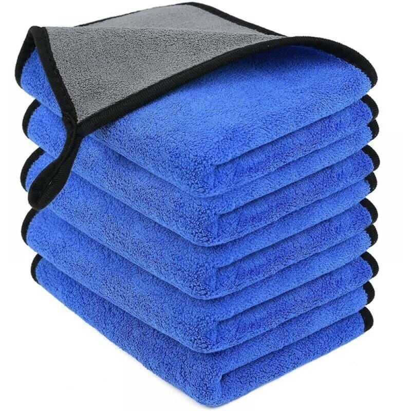 foto del prodotto xvx panno in microfibra riutilizzabile da 5 pezzi, blu, per la pulizia dei vetri, qualsiasi lavoro di pulizia, lucidatura auto e uso domestico, 30