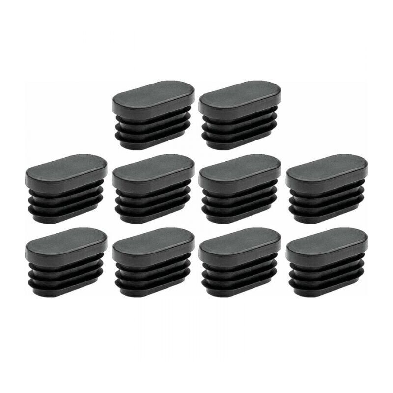 foto del prodotto xvx peld tappo ovale antiscivolo per tubi a doghe, per gambe di mobili, tavoli e sedie, con fessure, 40 x 20 mm, nero, confezione da 10