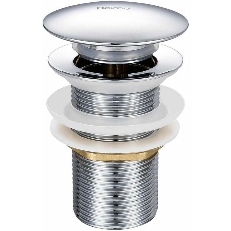 foto del prodotto xvx piletta per lavello pop up senza troppopieno in ottone cromato g 1 1 4, dotato di facile sistema di apertura e chiusura a pulsante.