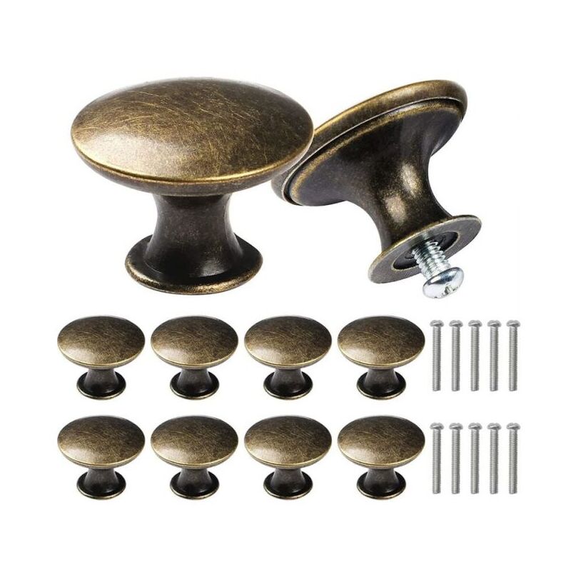 foto del prodotto xvx pomelli per cassetti, rotondi, bronzo antico, pomelli per mobili, pomelli per cassettiere, con viti, 10 pezzi, 30 mm