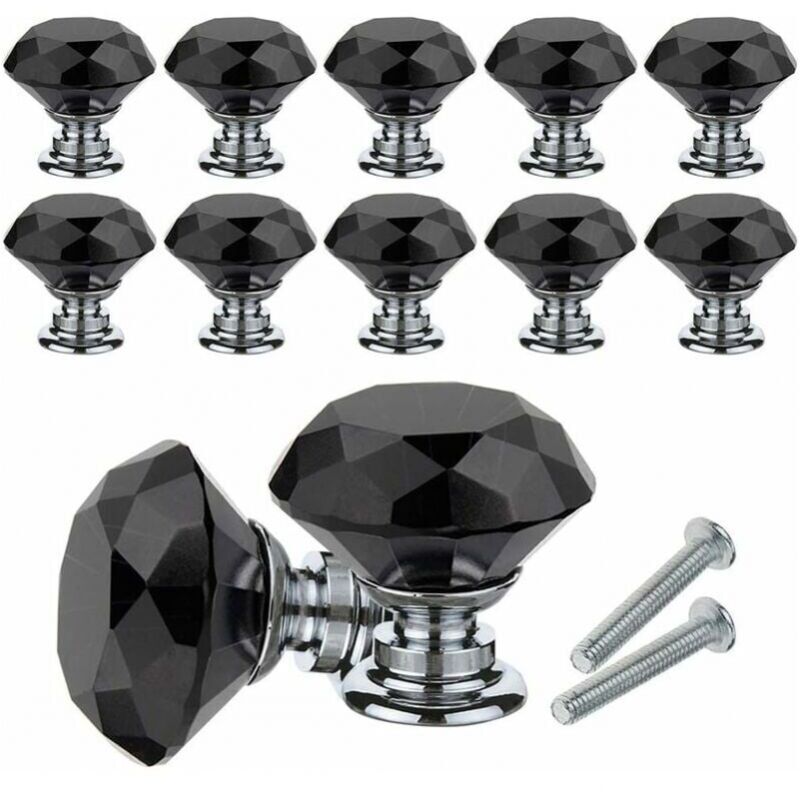 foto del prodotto xvx pomelli per mobili in cristallo, confezione da 10 pomelli in cristallo diamantato, pomelli per porte e cassetti da 30 mm con viti per casa,
