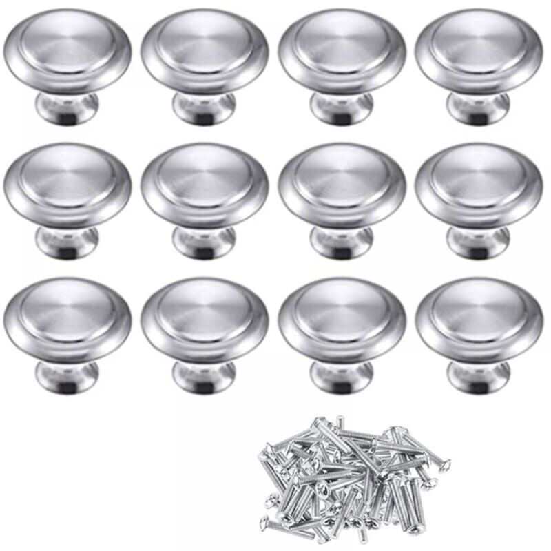 foto del prodotto xvx pomelli per porte da cucina in lega di zinco cromata lucida, rotondi, da 12x23 mm, per mobili e cucine.