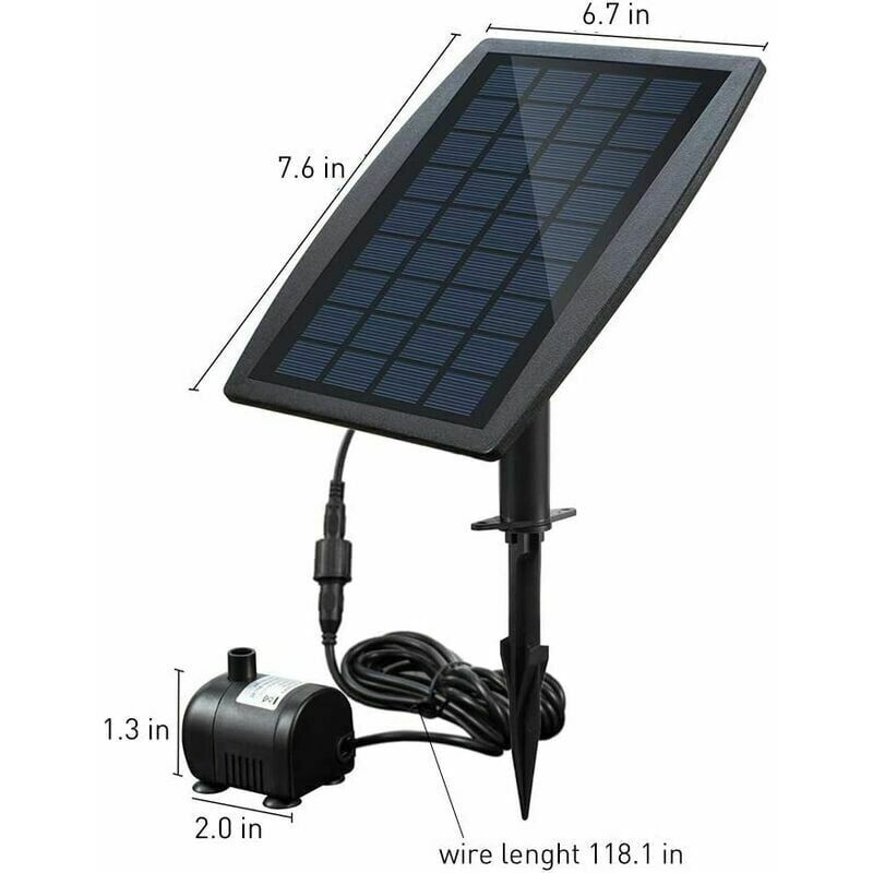 foto del prodotto xvx pompa solare per laghetto senza spazzole, ideale per fontane, con pannello solare da 9 v 2,5 w che offre una portata di 200 l h.