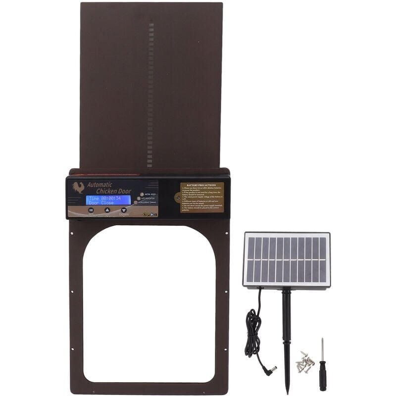 foto del prodotto xvx porta automatica per pollaio, timer ad energia solare, ip45, porte automatiche per pollaio in alluminio impermeabile, per fattoria domestica,