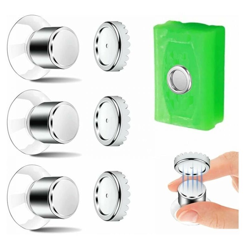 foto del prodotto xvx portasapone magnetico confezione da 3 , con ventosa, tenuta forte, senza fori, acciaio inox per bagno e cucina.