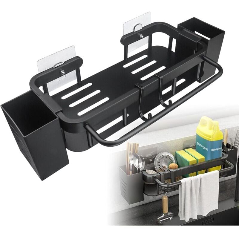 foto del prodotto xvx portaspugna per lavello da cucina, contenitore per spugne in acciaio inox, portaspugna per lavastoviglie con 2 porta bacchette