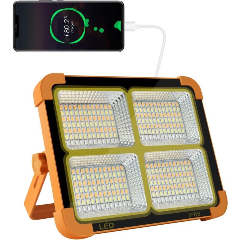 foto del prodotto xvx proiettore led ricaricabile da 100 w 10000lm, lanterna portatile da lavoro con pannello solare, lampada ricaricabile usb 16500mah, per