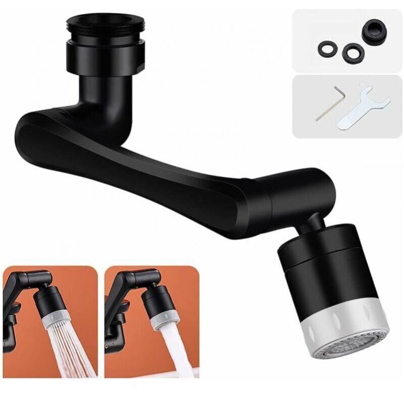 foto del prodotto xvx prolunga per rubinetto nera, aeratore per rubinetto migliorato a 1440 , filtro anti schizzo universale, 2 modalit di spruzzo, aeratore per