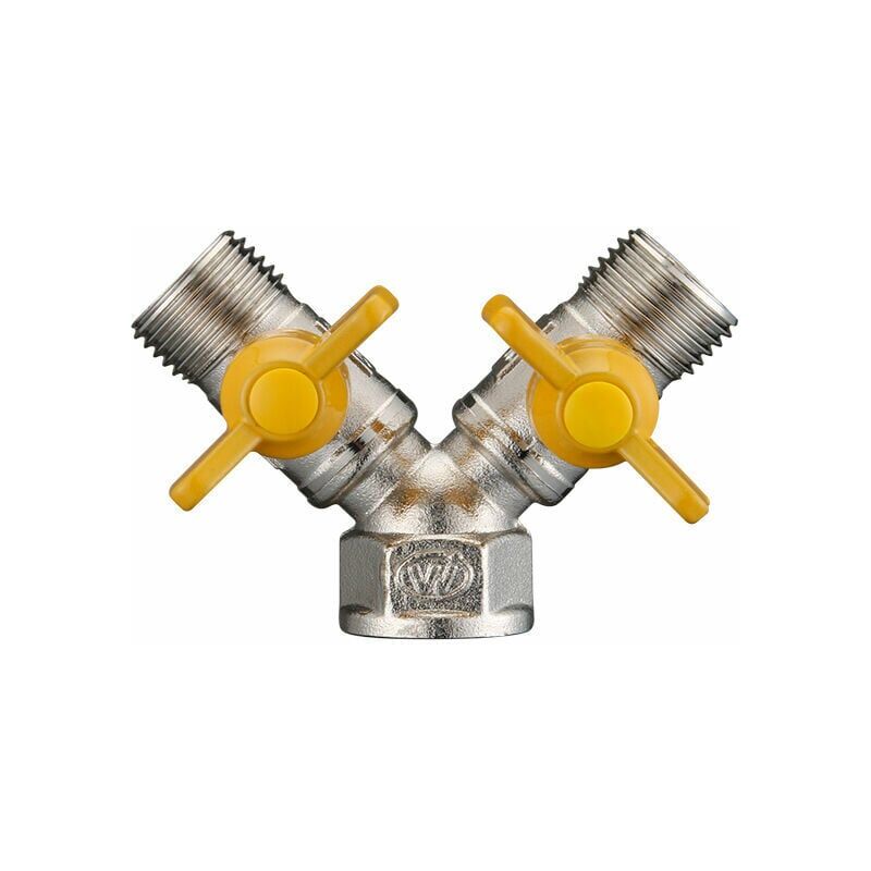 foto del prodotto xvx raccordo per tubo in ottone con deviatore gas, doppia uscita 2 vie.