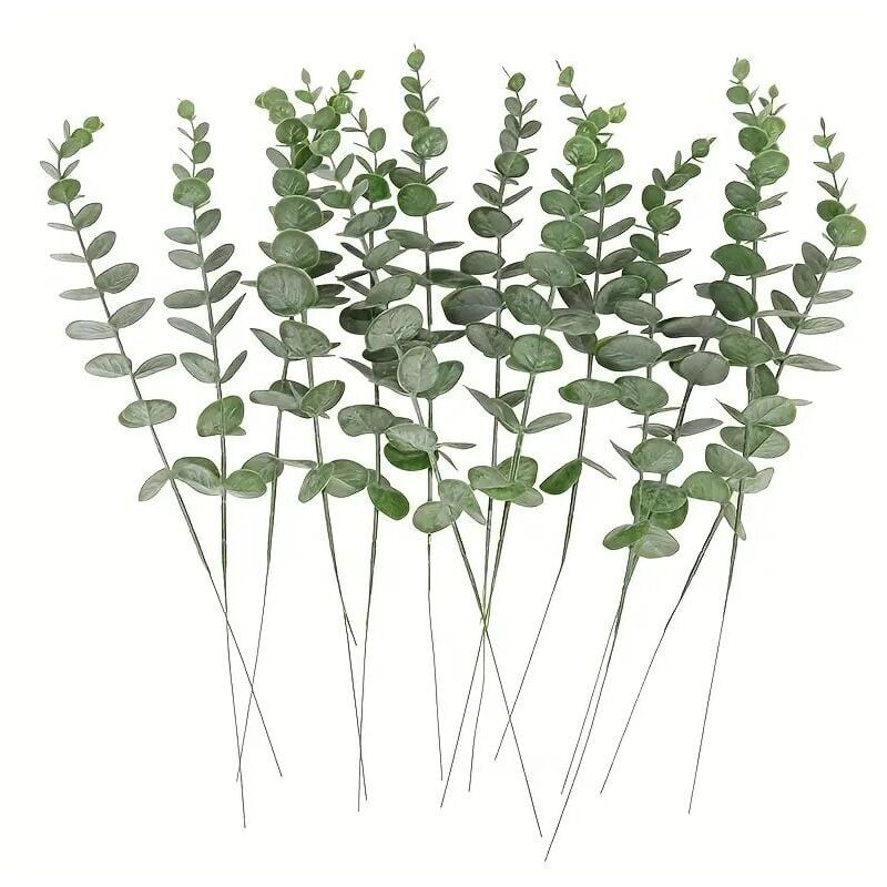 foto del prodotto xvx rami di eucalipto artificiali, steli di eucalipto artificiali, foglie di eucalipto artificiali, piante artificiali per decorazioni di nozze,
