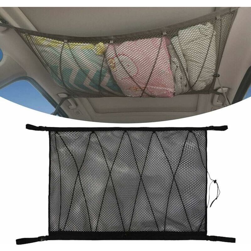 foto del prodotto xvx rete portaoggetti per auto, borsa universale da tetto con cerniera, nera, organizer per bagagli da tetto, 90 x 65 cm
