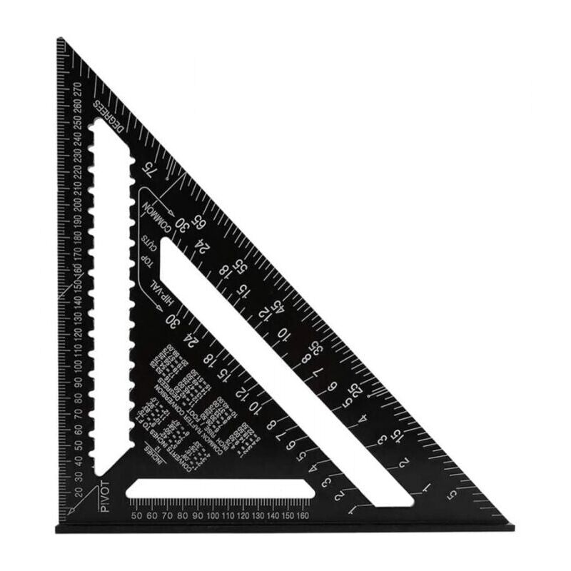 foto del prodotto xvx righello triangolare metrico professionale da 30 cm, squadra per lavorazione del legno ad alta precisione, lega di alluminio, nero