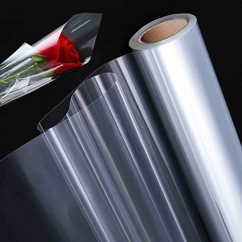 foto del prodotto xvx rotolo di cellophane trasparente carta da regalo trasparente per fiorista rotolo di carta trasparente per confezioni regalo pellicola di carta