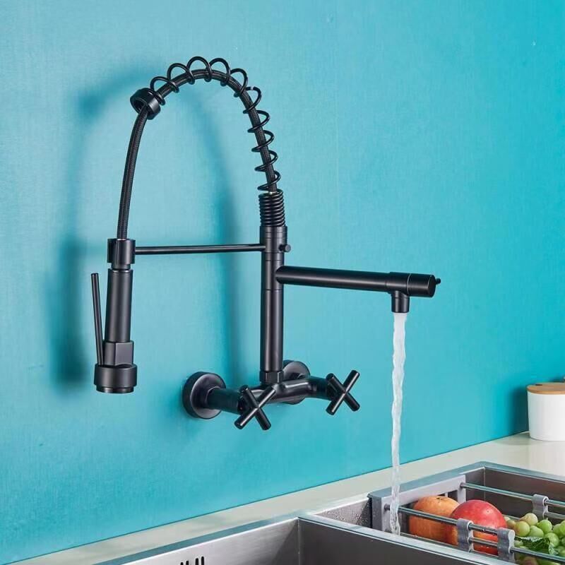 immagine 0 del prodotto xvx rubinetto da cucina a parete con bocca estraibile, rubinetto per lavello girevole a 360 con 3 modalit di getto, nero