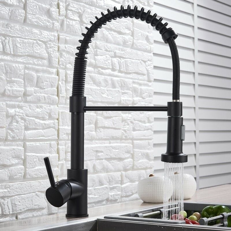 foto del prodotto xvx rubinetto da cucina con spruzzatore girevole a 360 , molla, 2 modalit di spruzzo, lavello con acqua calda e fredda, lavabo, doppia uscita