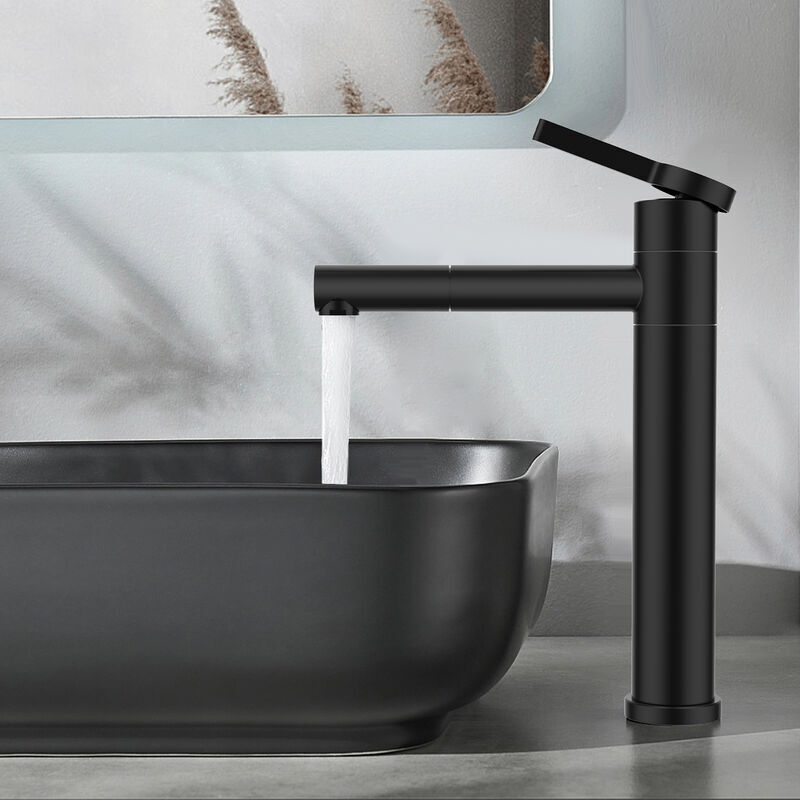 foto del prodotto xvx rubinetto per bagno nero, miscelatore per lavabo alto, bocca girevole a 360 , miscelatore per lavello, rubinetto per lavabo in acciaio