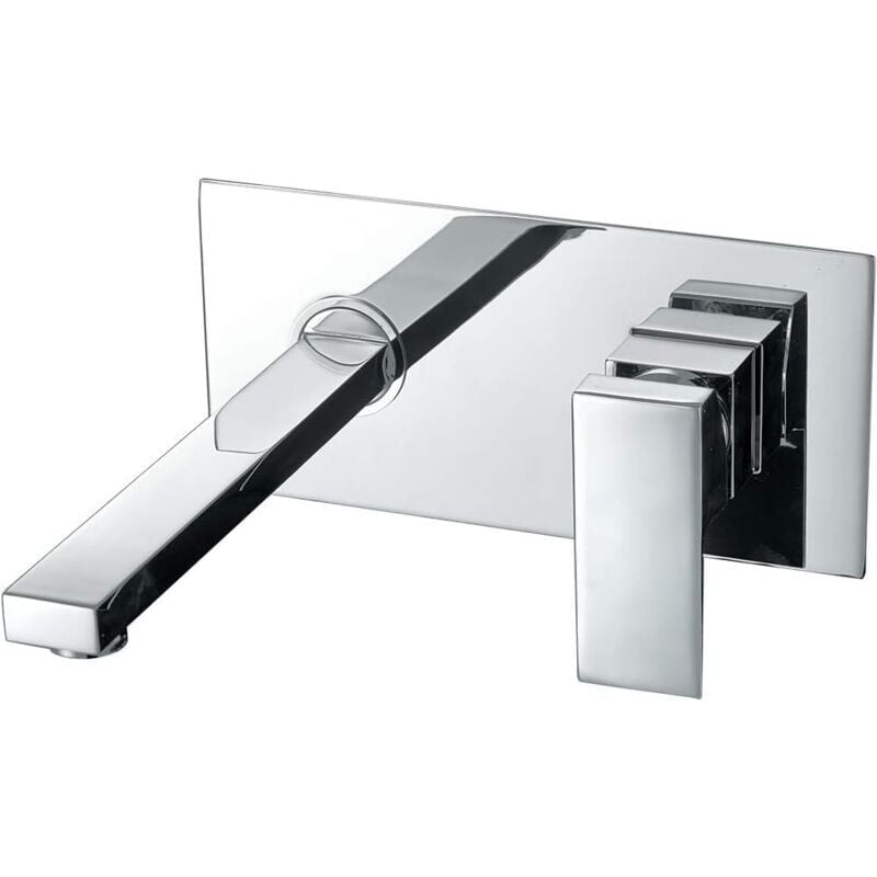 foto del prodotto xvx rubinetto per lavabo a parete, miscelatore per acqua calda e fredda, anti perdite, in ottone cromato, rubinetto per lavabo da bagno quadrato.