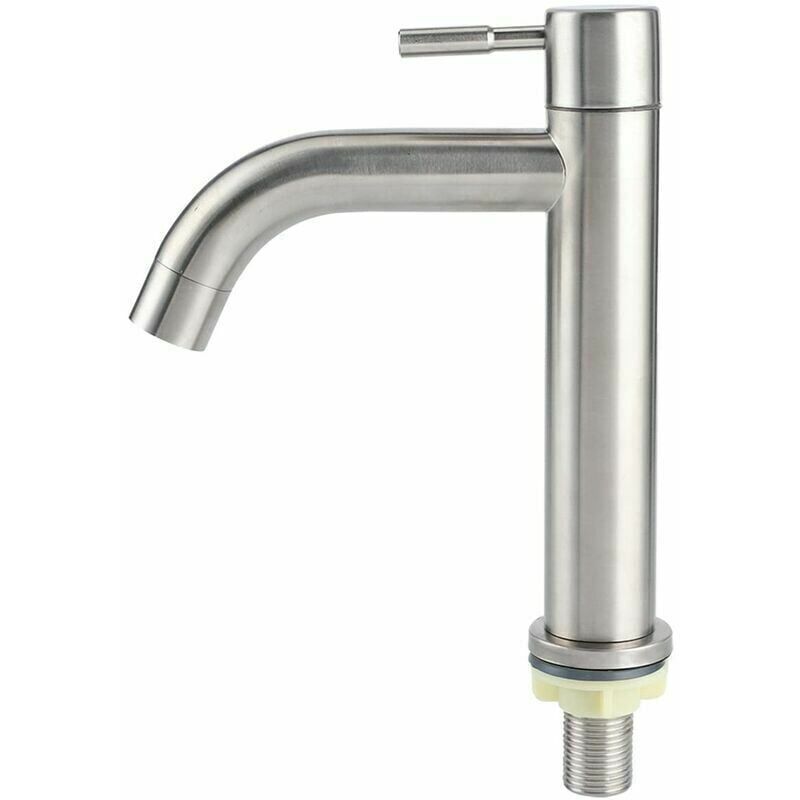 foto del prodotto xvx rubinetto per lavabo in acciaio inossidabile spazzolato g1 2 con foro singolo e apertura rapida, grande rubinetto per lavabo da bagno, balcone,