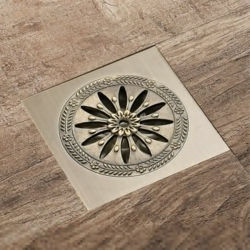 foto del prodotto xvx scarico doccia in ottone, scarico per doccia quadrato antiodore, calibro grande 10x10 cm, accessori per il bagno
