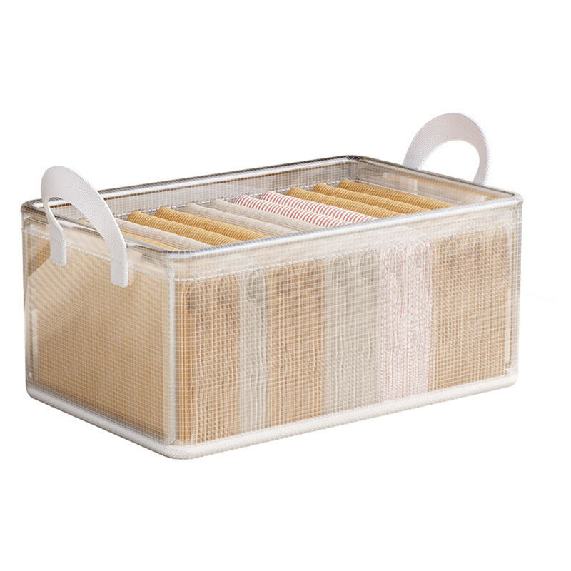 foto del prodotto xvx scatola portaoggetti per vestiti, scatola organizer per guardaroba multistrato, cestino portaoggetti pieghevole trasparente