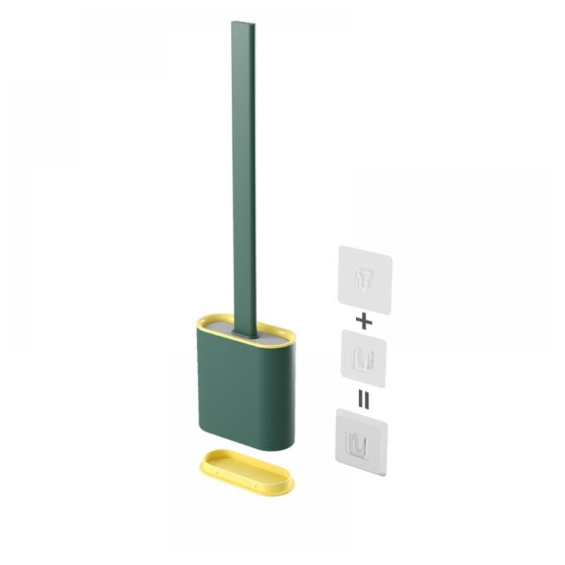 foto del prodotto xvx scopino per wc 1 pezzo scopino per wc in silicone flessibile verde super igienico, scopino per wc domestico in plastica morbida con base