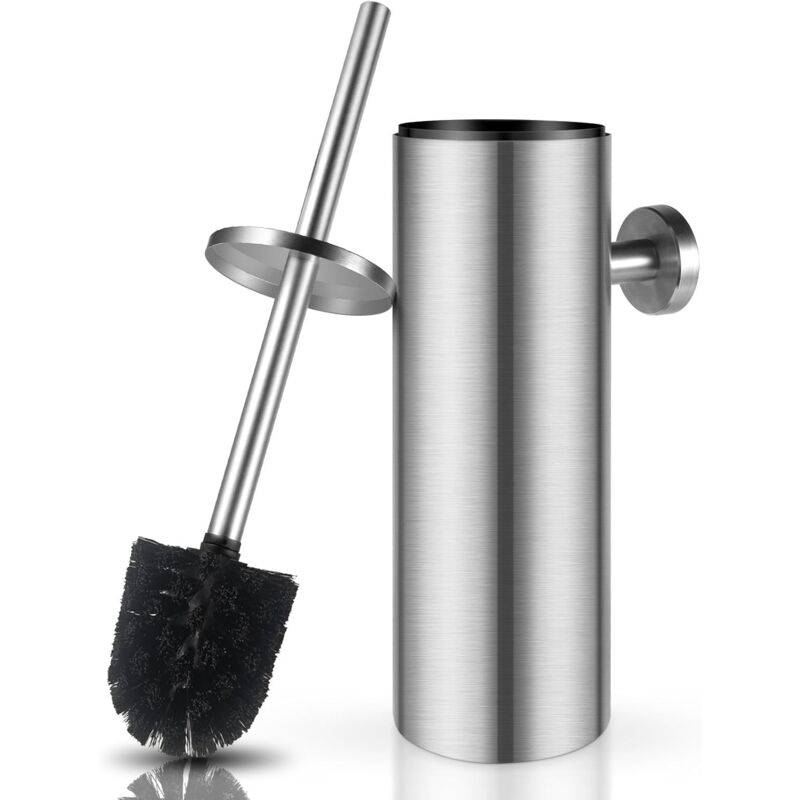 foto del prodotto xvx scopino per wc, scopino per wc in acciaio inossidabile, scopino per wc con paraspruzzi incluso, testina sostituibile, dimensioni 8 x 8 x 39 cm