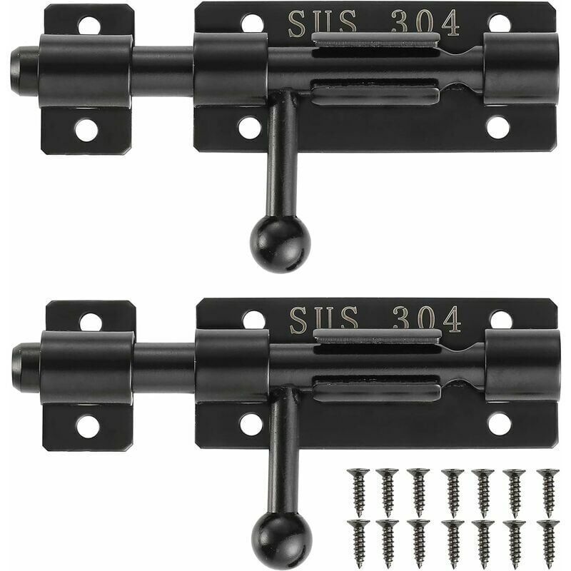 foto del prodotto xvx serratura a scatto, serrature per porte scorrevoli in acciaio inossidabile 304, 4 pollici, nero, confezione da 2