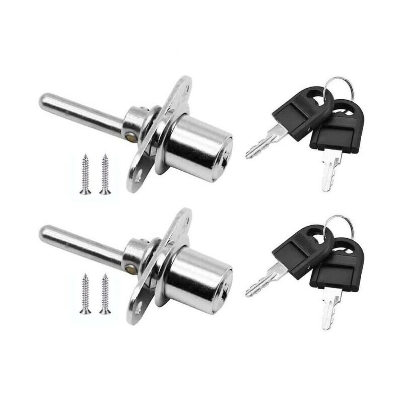 foto del prodotto xvx serratura per porta cassetto in 2 pezzi argento con chiave, serratura a pistone per mobili, diametro 16 mm, lunghezza 61 mm